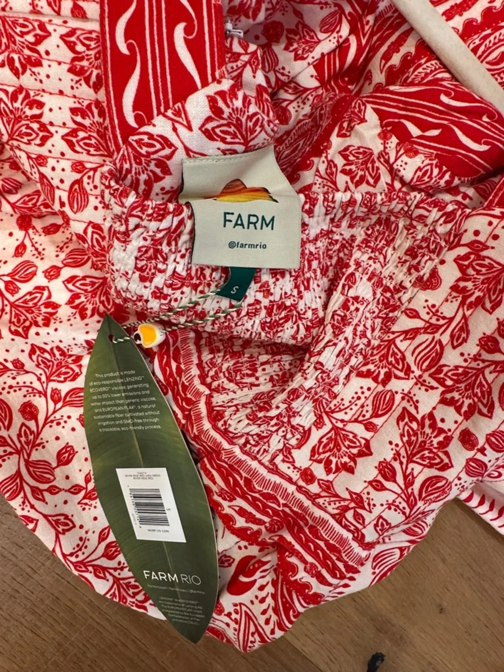 NWT Farm Rio RIVER RIDE RED MIDI DRESS Size Small - Picture 7 of 7